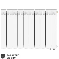 Радиатор секционный Rifar Monolit 500/100 биметалл 10 секций нижнее правое подключение цвет белый