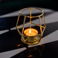 Подсвечник Dafne 1 свеча железо 9x10 см цвет золотистый