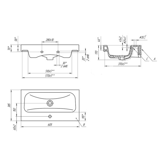 Раковина для тумбы Cersanit Moduo Slim 60 см
