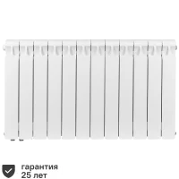 Радиатор секционный Rifar Monolit 500/100 биметалл 12 секций нижнее левое подключение цвет белый