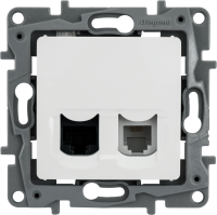 Розетка двойная RJ11+RJ45 категория 5e UTP - Legrand Etika - белый