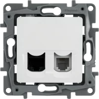 Розетка двойная RJ11+RJ45 категория 5e UTP - Legrand Etika - белый