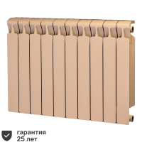Радиатор секционный Rifar Monolit M50010RAL1015 500/100 10 секций боковое подключение биметалл бежевый