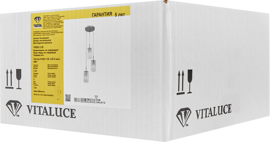 Светильник подвесной Vitaluce Равена Каскад 3 лампы 9 м² цвет прозрачный