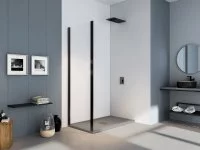 Душевая перегородка Makiato SP-90-C-В, 185x90 см черный профиль прозрачное стекло