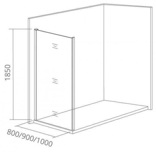 Душевая перегородка Makiato SP-90-C-В, 185x90 см черный профиль прозрачное стекло