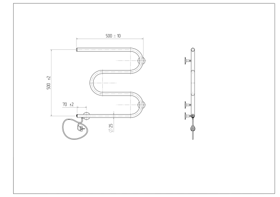Полотенцесушитель электрический Equation 500x500 мм 50 Вт М-образный цвет черный