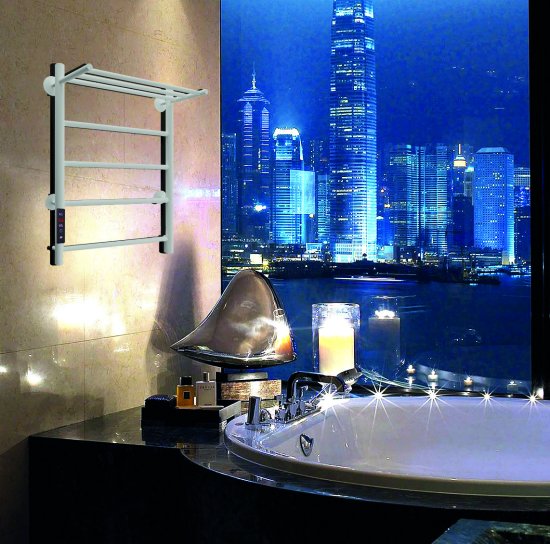 Полотенцесушитель электрический Equation 450x600 мм 130 Вт с терморегулятором и полкой лесенка цвет белый