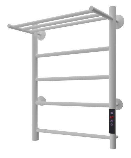 Полотенцесушитель электрический Equation 450x600 мм 130 Вт с терморегулятором и полкой лесенка цвет белый