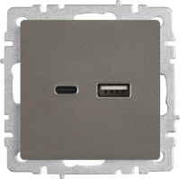 Розетка USB встраиваемая IEK Brite РЮ11-1-БрС цвет сталь