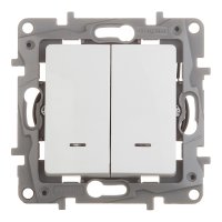 Выключатель Legrand Etika двухклавишный встраиваемый белый с подсветкой (672204)