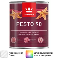 Эмаль универсальная стойкая Tikkurila Pesto 90 База С бесцветная глянцевая 0.9 л