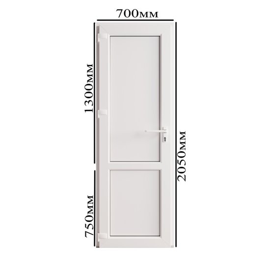 Металлопластиковая дверь VEKA 2050х700 мм алюминиевый порог белая левая глухая