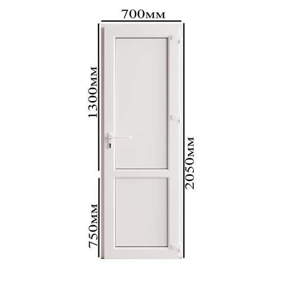 Металлопластиковая дверь VEKA 2050х700 мм алюминиевый порог белая правая глухая