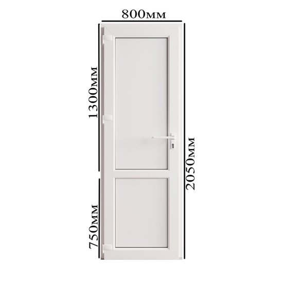 Металлопластиковая дверь VEKA 2050х800 мм алюминиевый порог белая левая глухая