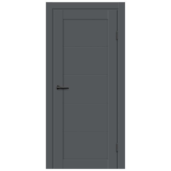Дверь межкомнатная глухая Толедо 2 80x200 см HardFlex цвет серый графит с замком и петлями