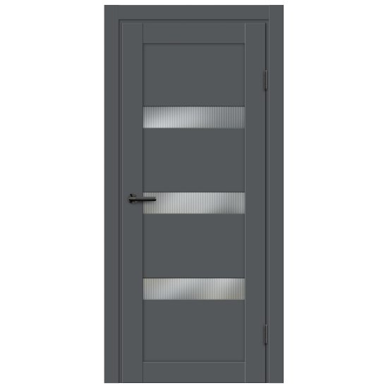 Дверь межкомнатная остекленная Толедо 2 70x200 см HardFlex цвет серый графит с замком и петлями