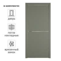Дверь межкомнатная глухая с замком и петлями в комплекте Сити 2 60x200 см ПВХ цвет форте тренто