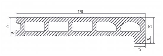 Полуступень прямая 35x170x3000 мм ДПК цвет венге