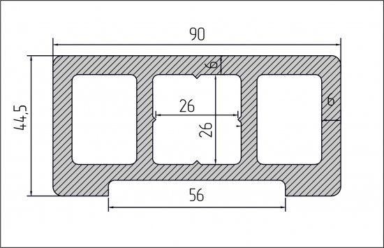Профиль перил прямой ДПК T-Decks цвет Венге 45x90x3000 мм