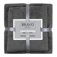 Полотенце махровое Bravo 35x75/70x140 см цвет темно-серый 2 шт.