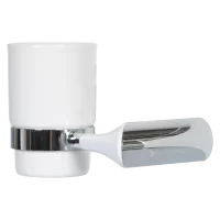 Стакан для зубных щёток Swensa Lock SWR-6600-03-CRM, подвесной, керамика/металл, цвет белый/хром