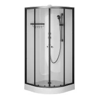 Душевая кабина AM.PM X-Joy 90x90, 1/4 круга, профиль матовый черный, стекло прозрачное