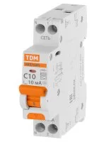 Дифференциальный автомат TDM Electric 63М 2P N C10 А 10 мА 4.5 кА АС