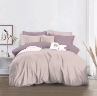 Комплект постельного белья Minimalism 471 евро полисатин бежево-розовый