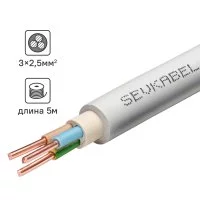 Кабель Севкабель NYM нг-LS 3x2.5 5 м ГОСТ