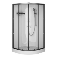 Душевая кабина AM.PM X-Joy 100x100, 1/4 круга, профиль матовый черный, стекло прозрачное