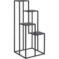 Столик подставка под 4 кашпо GreenWeen TORI, черный каркас, столешницы керамика Antracite, 400x400x1000