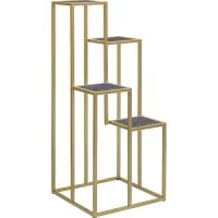 Столик подставка под 4 кашпо GreenWeen TORI золотой каркас, столешницы керамика Antracite, 400x400x1000