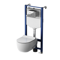 Комплект инсталляция с унитазом AM.PM Pulse Flashclean IS3LM0151.9P1702 безободковый с микролифтом клавиша цвет хром