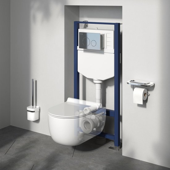 Комплект инсталляция с унитазом AM.PM Pulse Flashclean IS3LM0151.9P1702 безободковый с микролифтом клавиша цвет хром