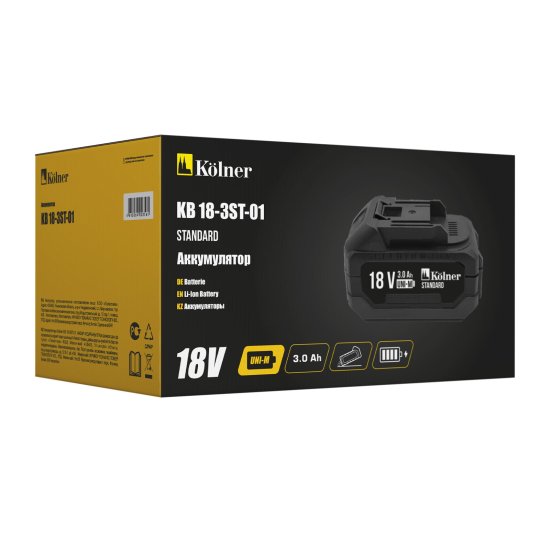 Аккумулятор Kolner KB 18-3ST-01, 18 В Li-ion 3 Ач
