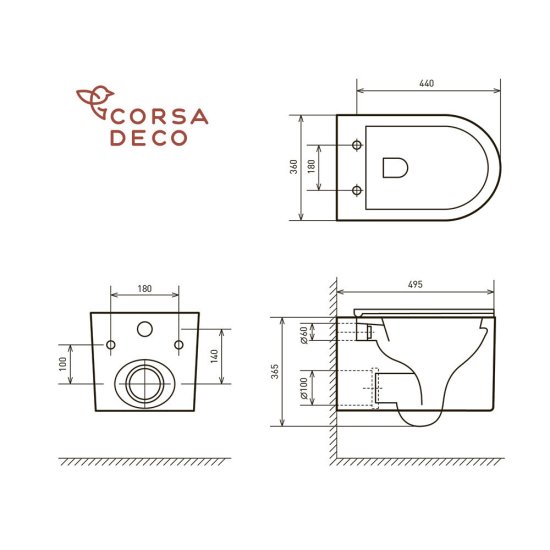 Унитаз подвесной Corsa Deco LXH Tornado безободковый с сиденьем дюропласт микролифт (WHLXH500ST)