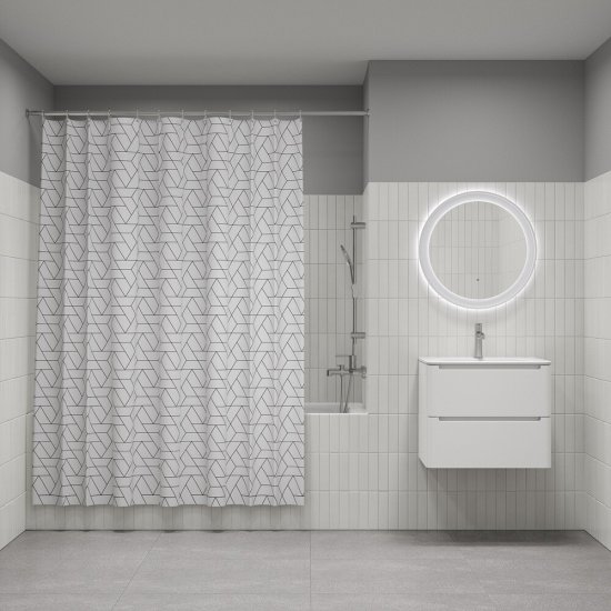 Штора для ванны Iddis 2000х1800 мм полиэстер черная/белая (BB01P18i11)