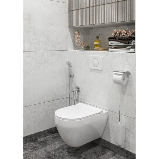 Унитаз подвесной Gesso Home de luxe Деймос безободковый с сиденьем дюропласт микролифт (9021118)