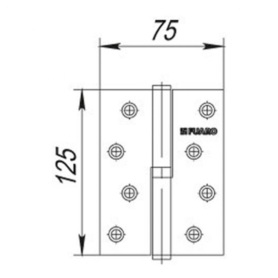 Петля Fuaro карточная правая разъемная 125х75 мм хром