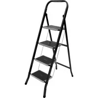 Стремянка Zalger Jet Black 4 широкие ступени, с ковриком, сталь
