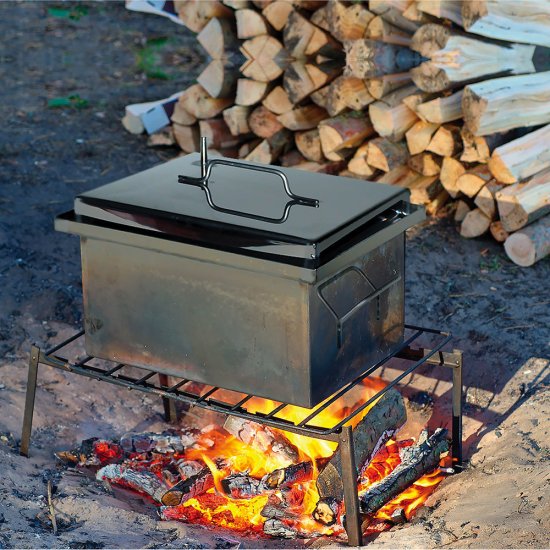 Коптильня двухъярусная Boyscout высококачественная углеродистая сталь 40х28х16 см