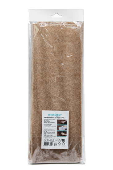 Коврик на ступени Amigo 25x55 см цвет бежевый 5 шт.