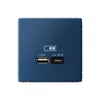 Розетка USB Systeme Electric ArtGallery встраиваемая аквамарин USB-A/ Type-C (SE GAL001129)
