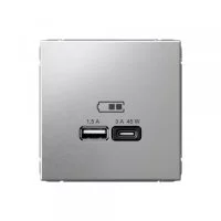 Розетка USB Systeme Electric ArtGallery встраиваемая алюминий USB-A/ Type-C (SE GAL000329)