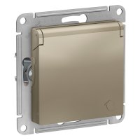 Розетка Systeme Electric AtlasDesign встраиваемая шампань со шторками (ATN000546)