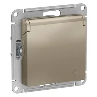 Розетка Systeme Electric AtlasDesign встраиваемая шампань со шторками (ATN000546)