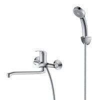 Смеситель для ванны KONSENSA Мауро однорычажный универсальный с лейкой и шлангом цвет хром