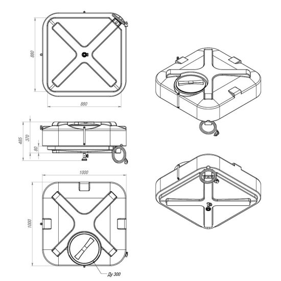 Бак для душа с подогревом 250 л Rostok с лейкой