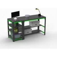 Стол металлический ООО Металекс KIT 750x1200x400, с боковыми полками и перфопанелью